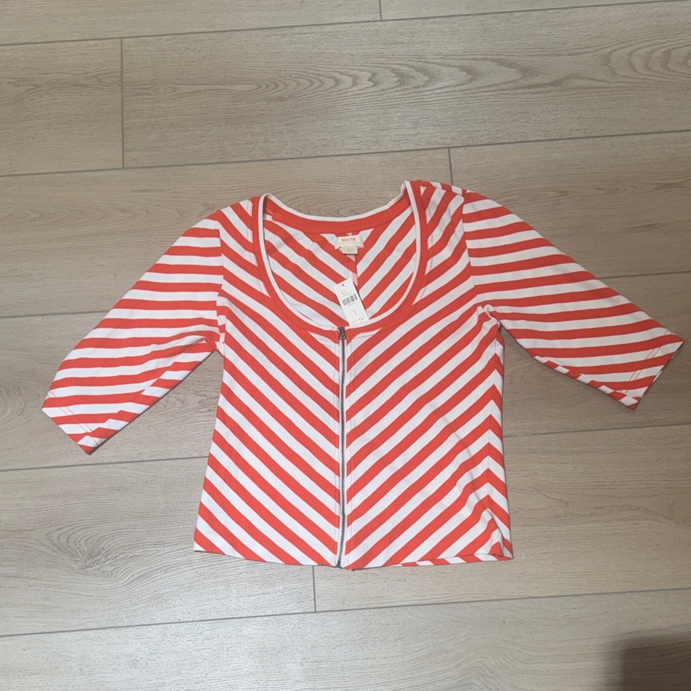 Anthropologie Red and White Striped Blouse